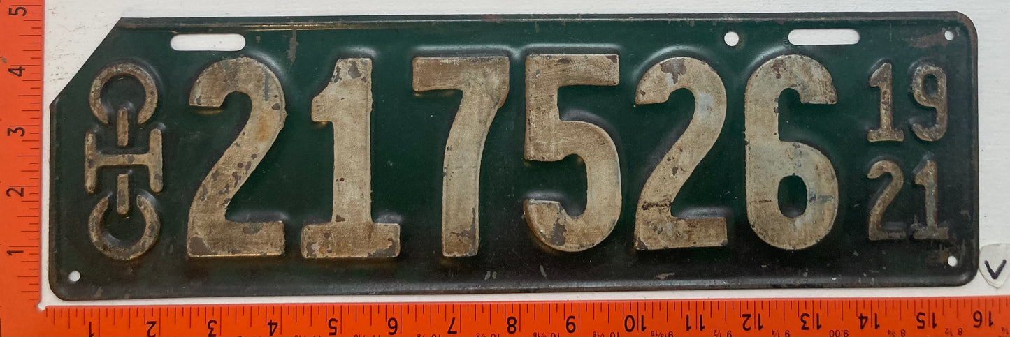 1921 Ohio #217526 Passenger License Plate