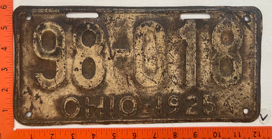 1925 Ohio #98-018 Passenger License Plate