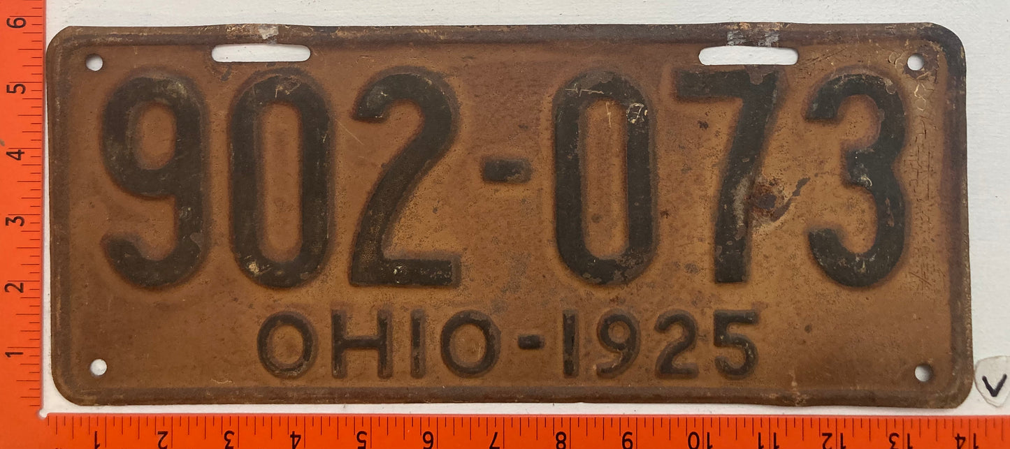 1925 Ohio #902-073 Passenger License Plate