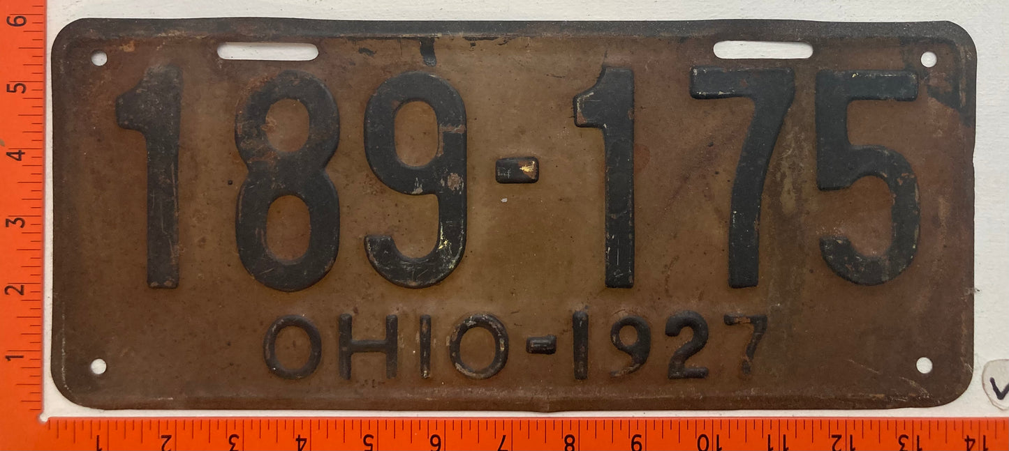 1927 Ohio #189-175 Passenger License Plate