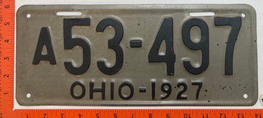 1927 Ohio #A53-497 Passenger License Plate