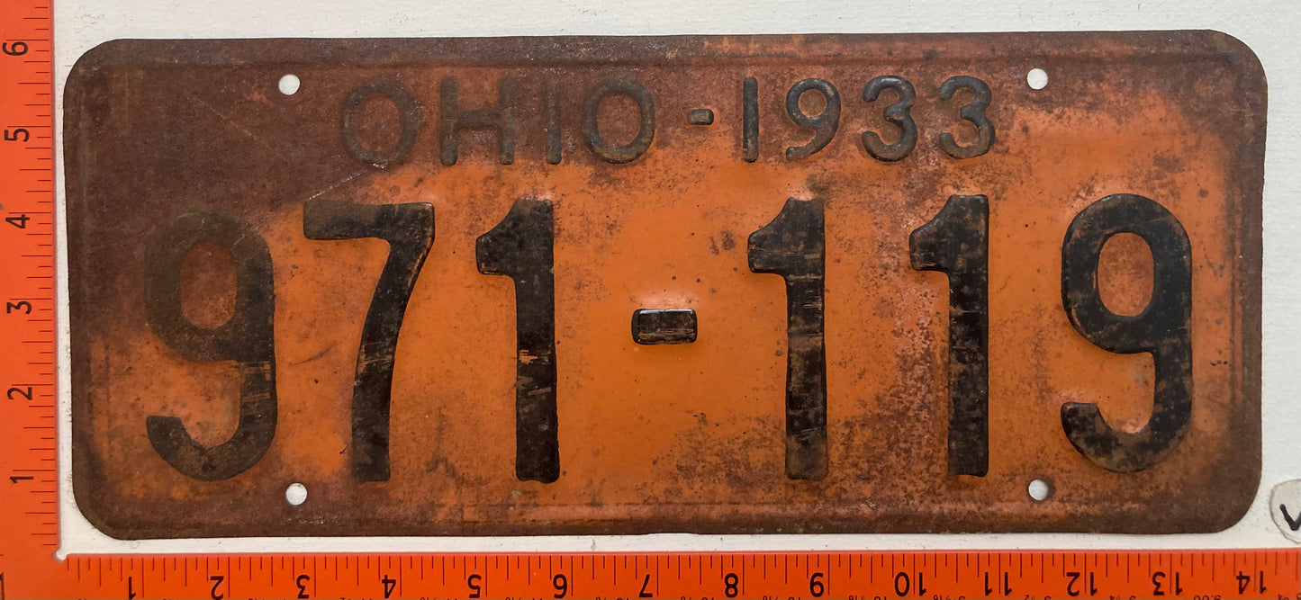 1933 Ohio #971-119 Passenger License Plate