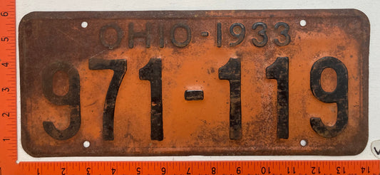 1933 Ohio #971-119 Passenger License Plate
