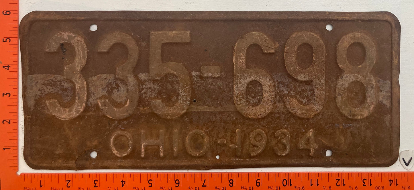 1934 Ohio #335-698 Passenger License Plate