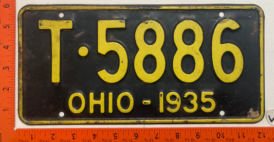 1935 Ohio #T5886 Passenger License Plate