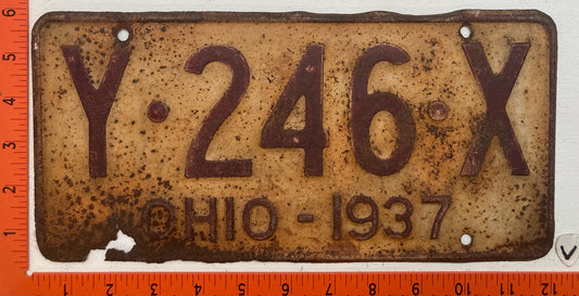 1937 Ohio #Y-26-X Passenger License Plate