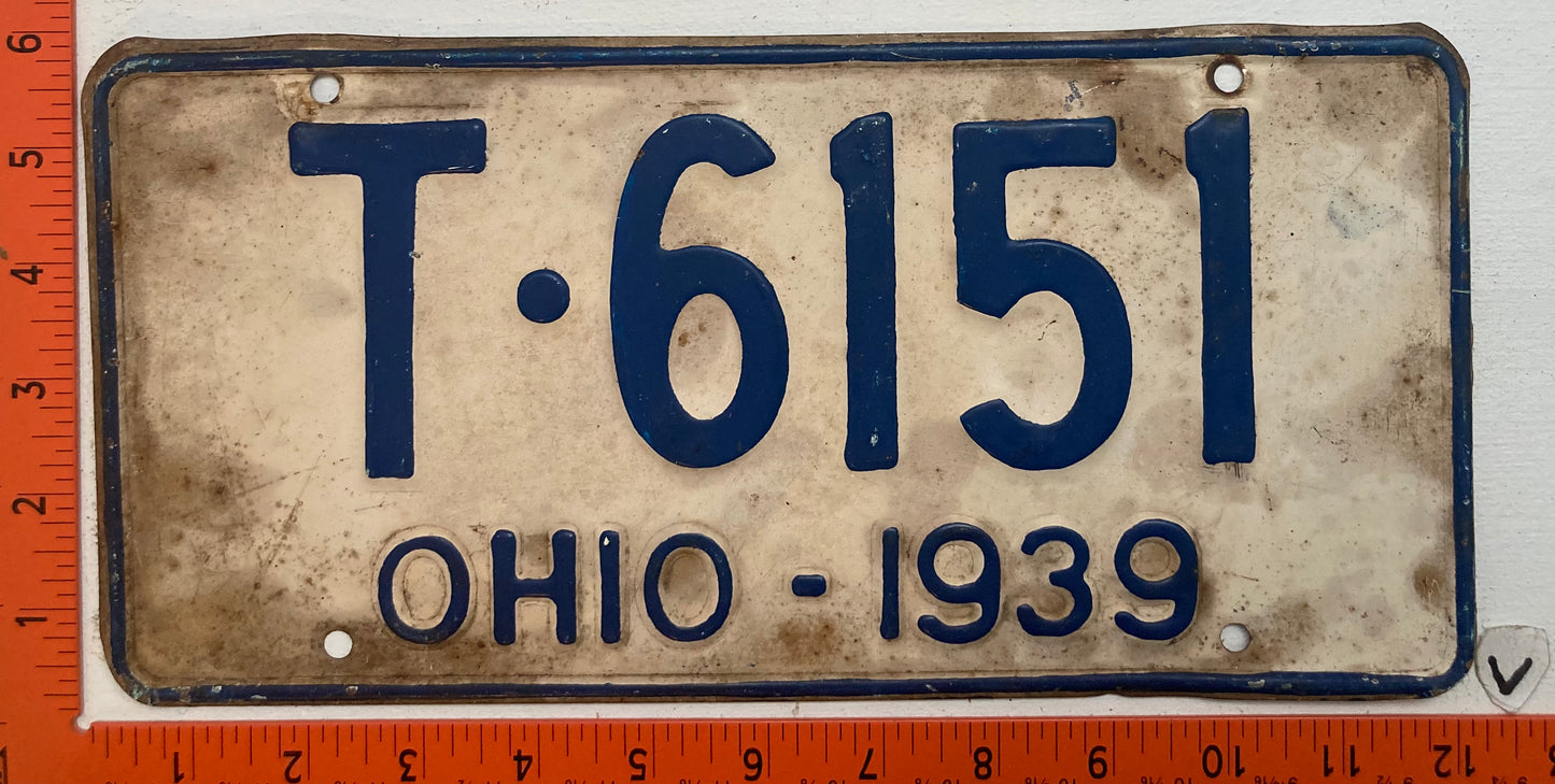 1939 Ohio #T-6151 Passenger License Plate