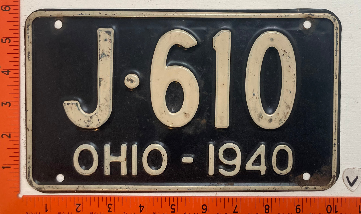 1940 Ohio #J-610 Passenger License Plate