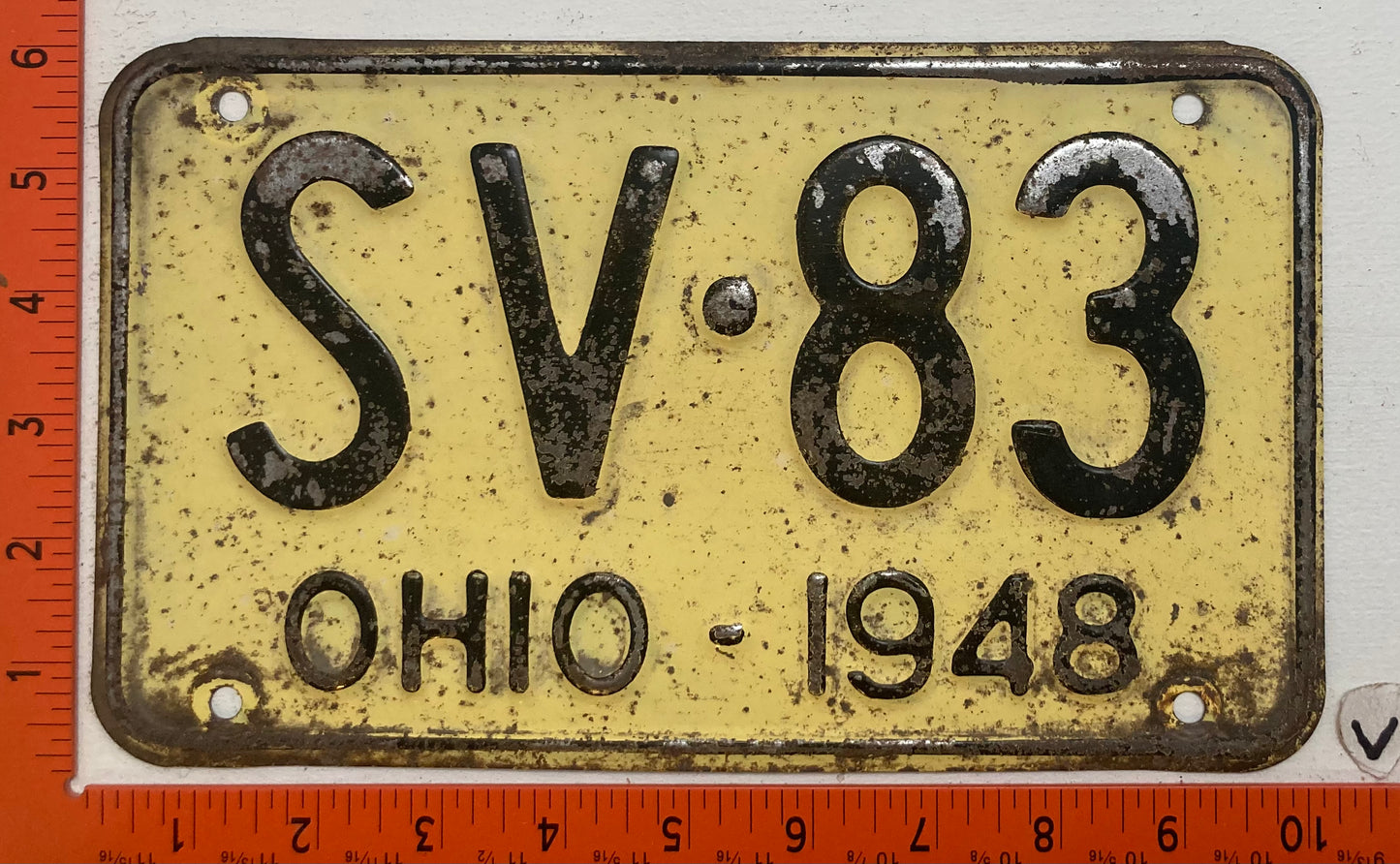 1948 Ohio #SV-83 Passenger License Plate