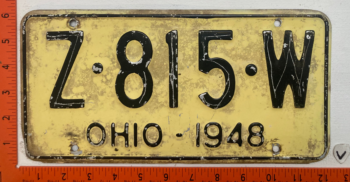 1948 Ohio #Z-815-W Passenger License Plate