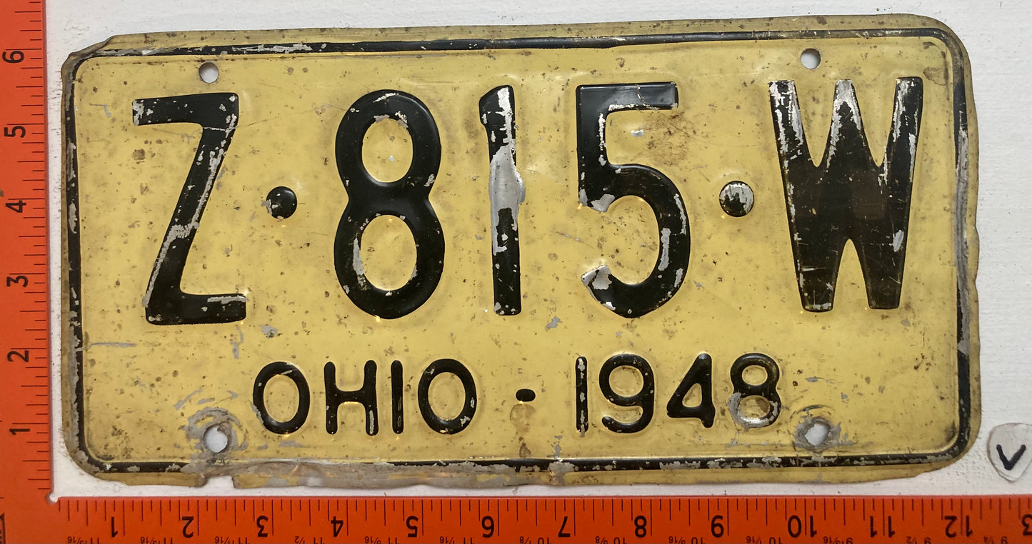 1948 Ohio #Z-815-W Passenger License Plate