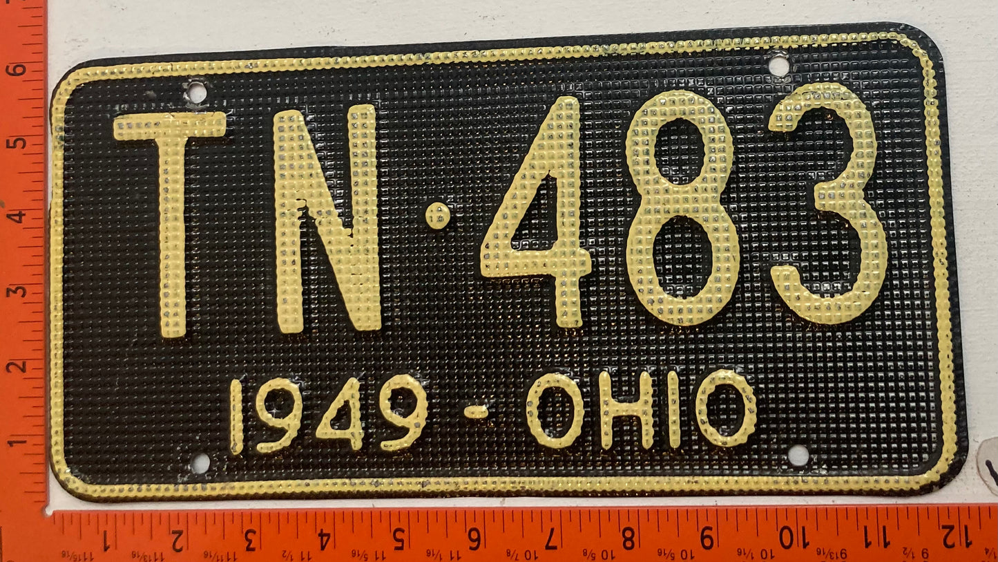 1949 Ohio #TN-483 Passenger License Plate