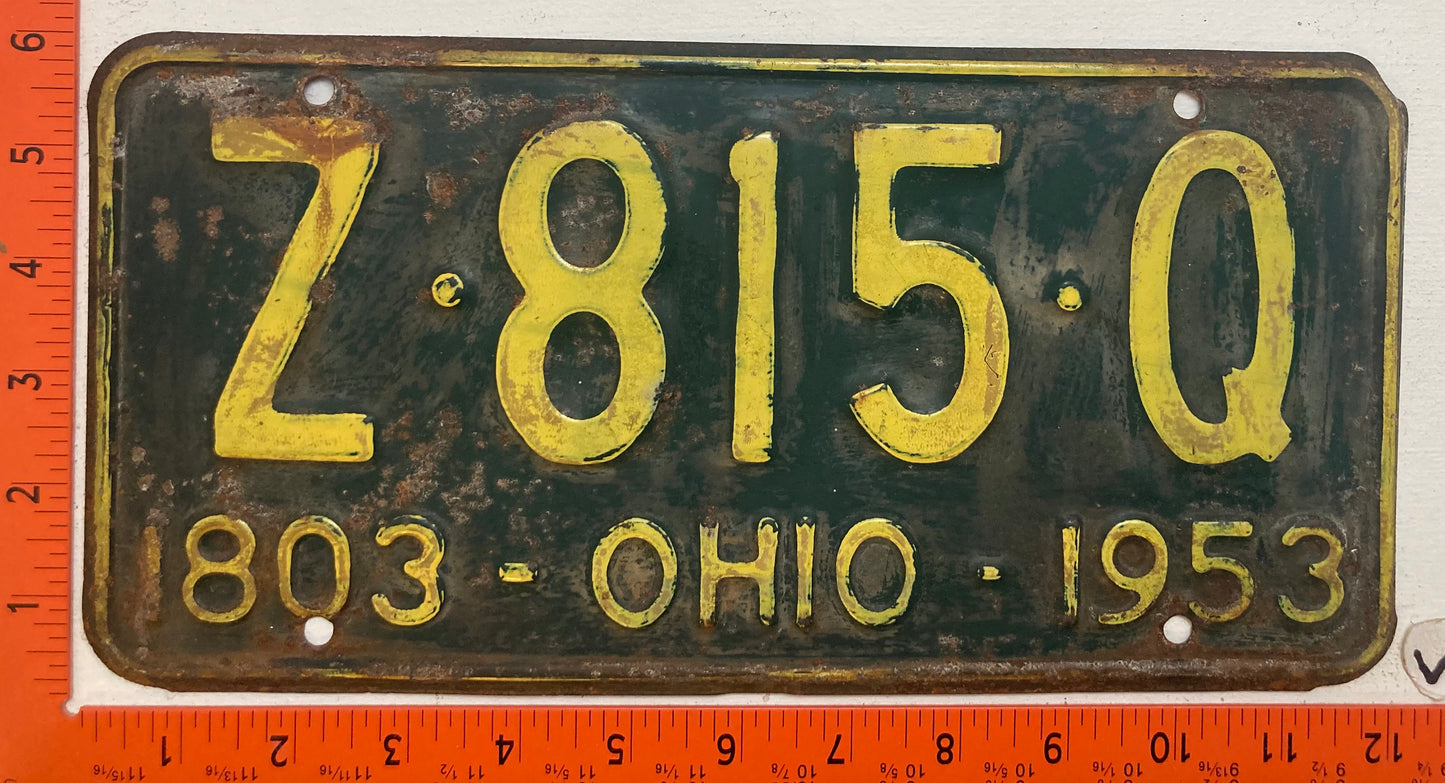 1953 Ohio #Z-815-Q Passenger License Plate
