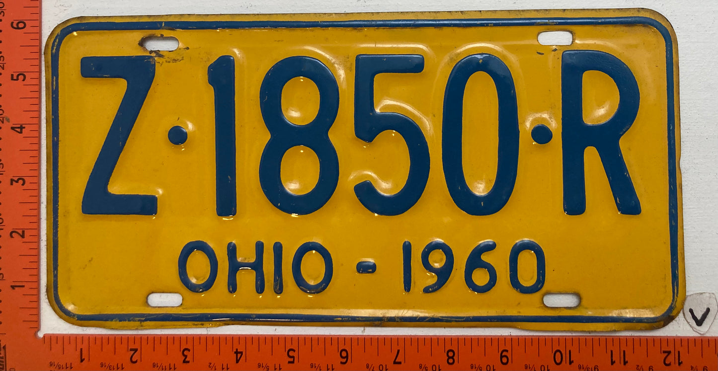 1960 Ohio #Z-1850-R Passenger License Plate
