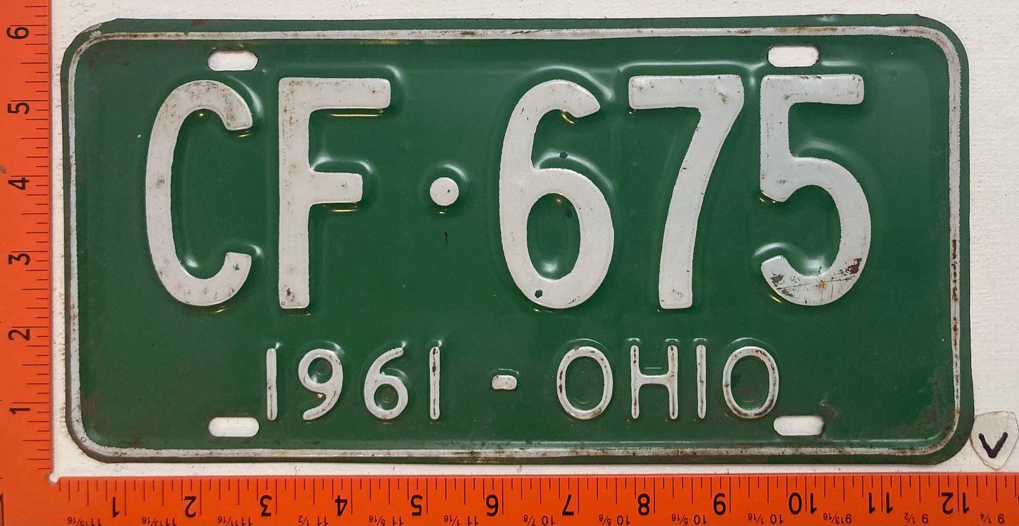 1961 Ohio #CF-675 Passenger License Plate
