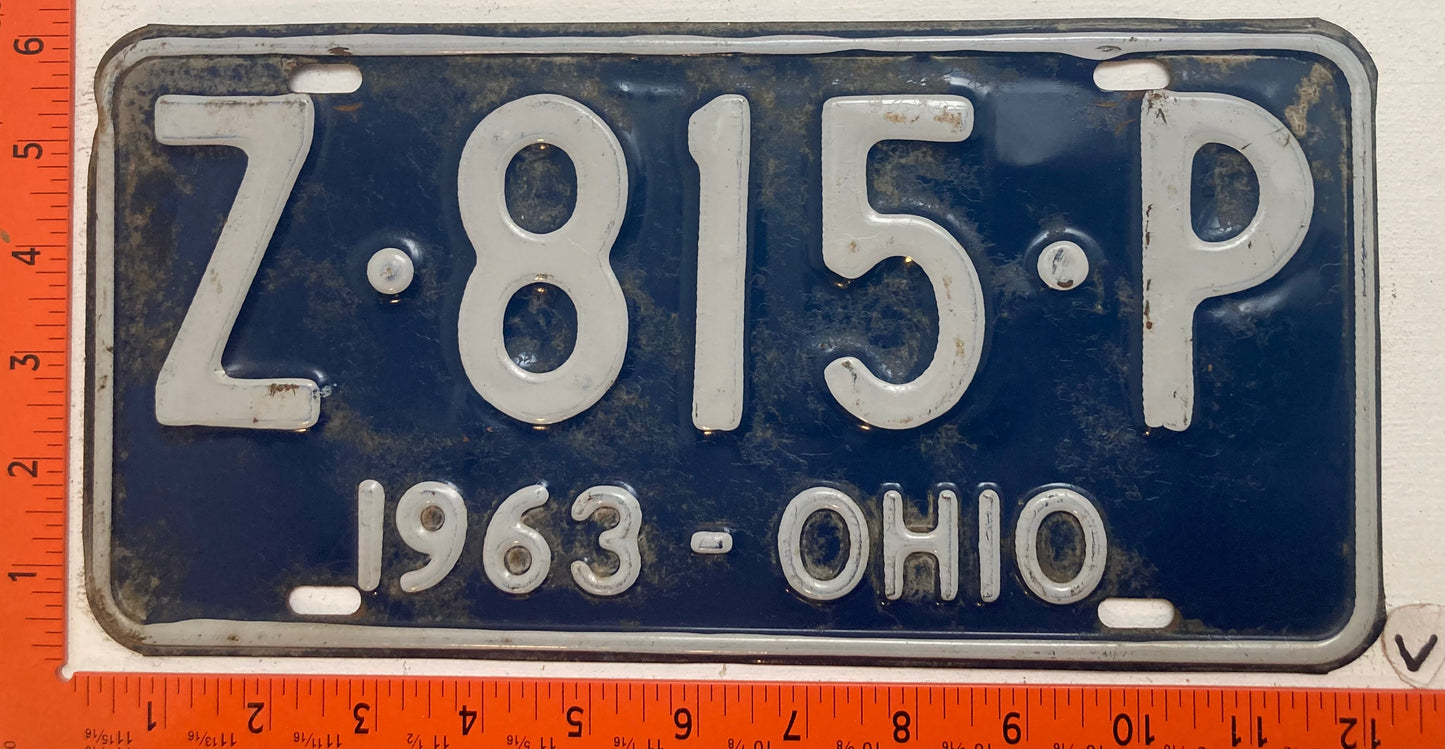 1963 Ohio #Z-815-P Passenger License Plate
