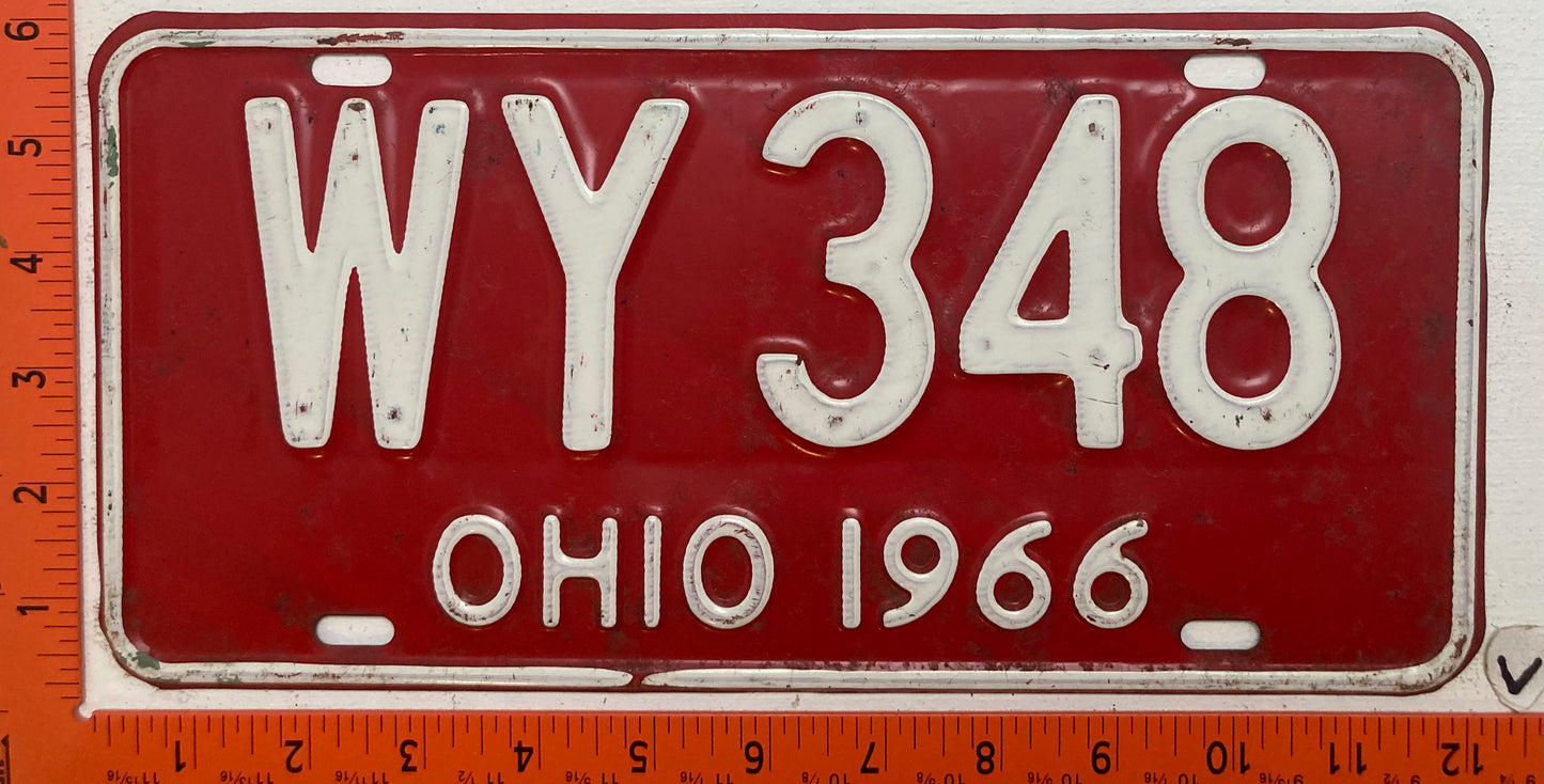 1966 Ohio #WY 348 Passenger License Plate