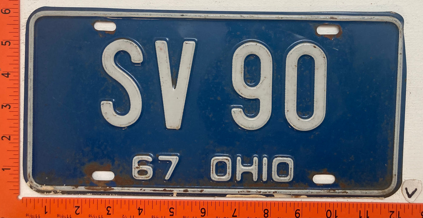 1967 Ohio #SV-90 Passenger License Plate