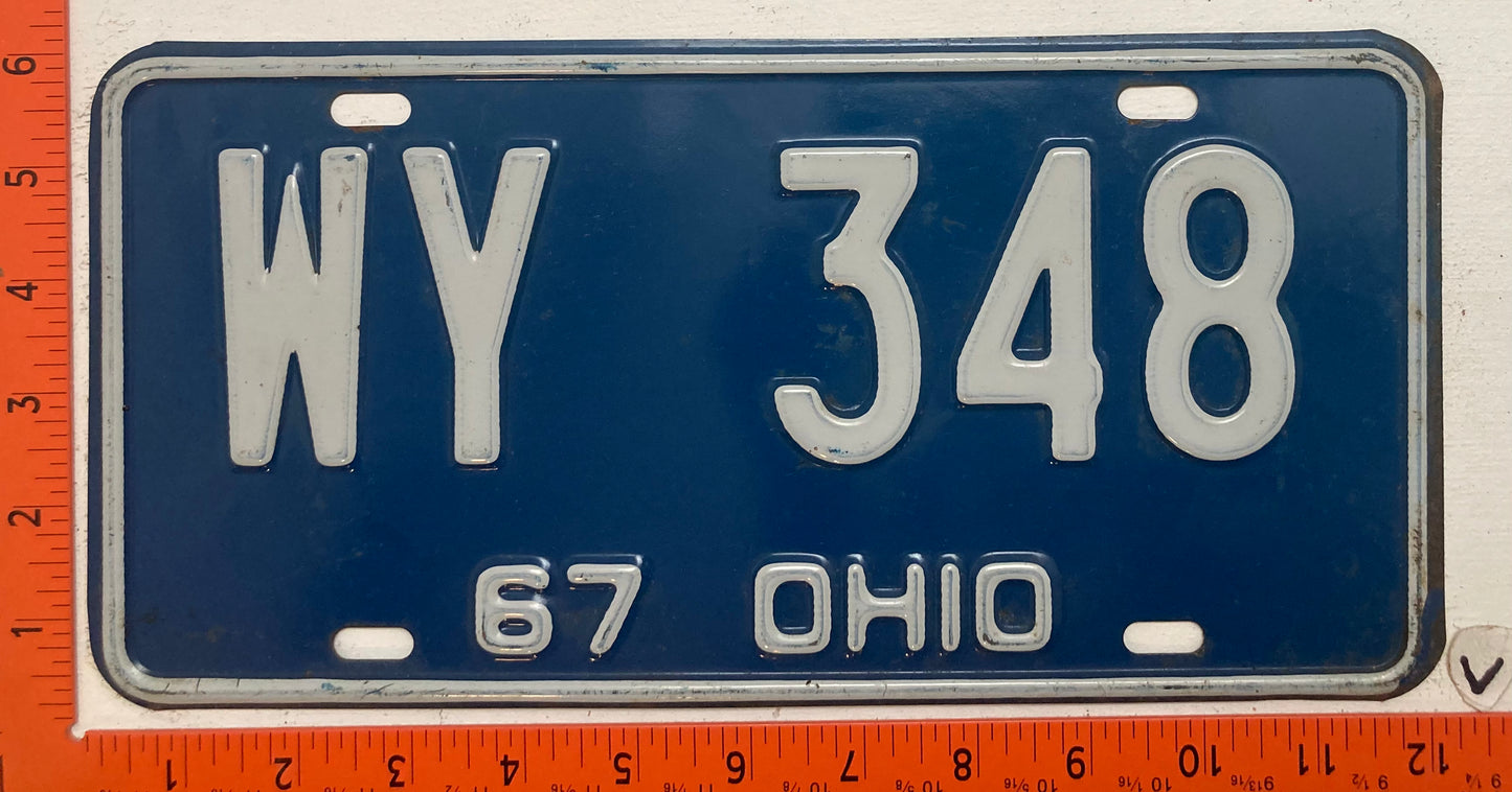 1967 Ohio #WY 348 Passenger License Plate