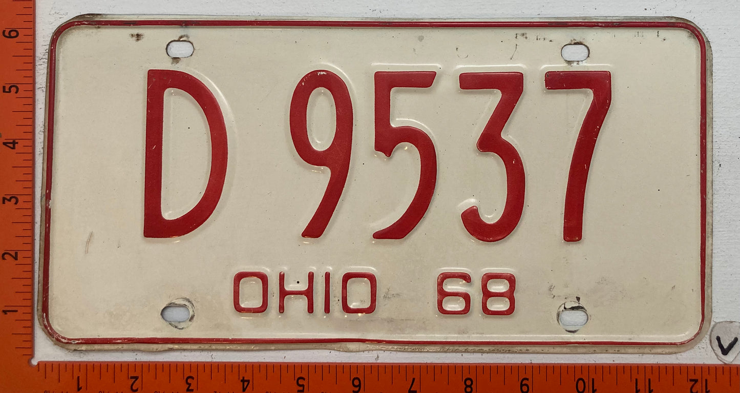 1968 Ohio #D 9537 Passenger License Plate