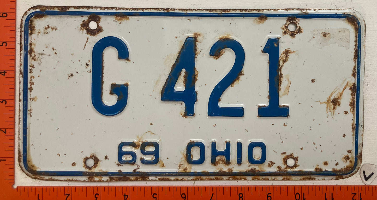 1969 Ohio #G 421 Passenger License Plate