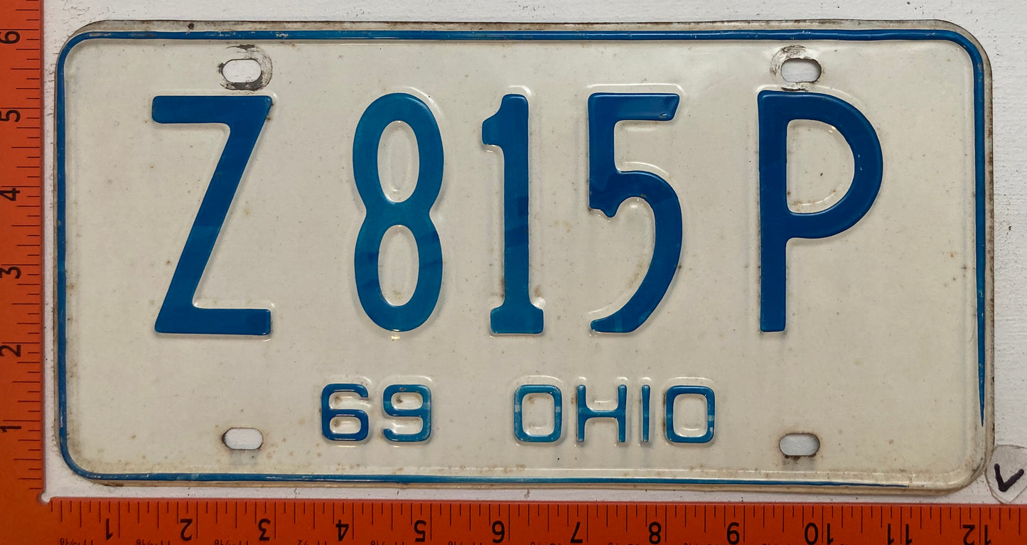 1969 Ohio #Z 815 P Passenger License Plate