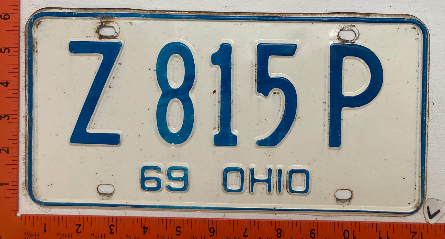 1969 Ohio #Z 815 P Passenger License Plate