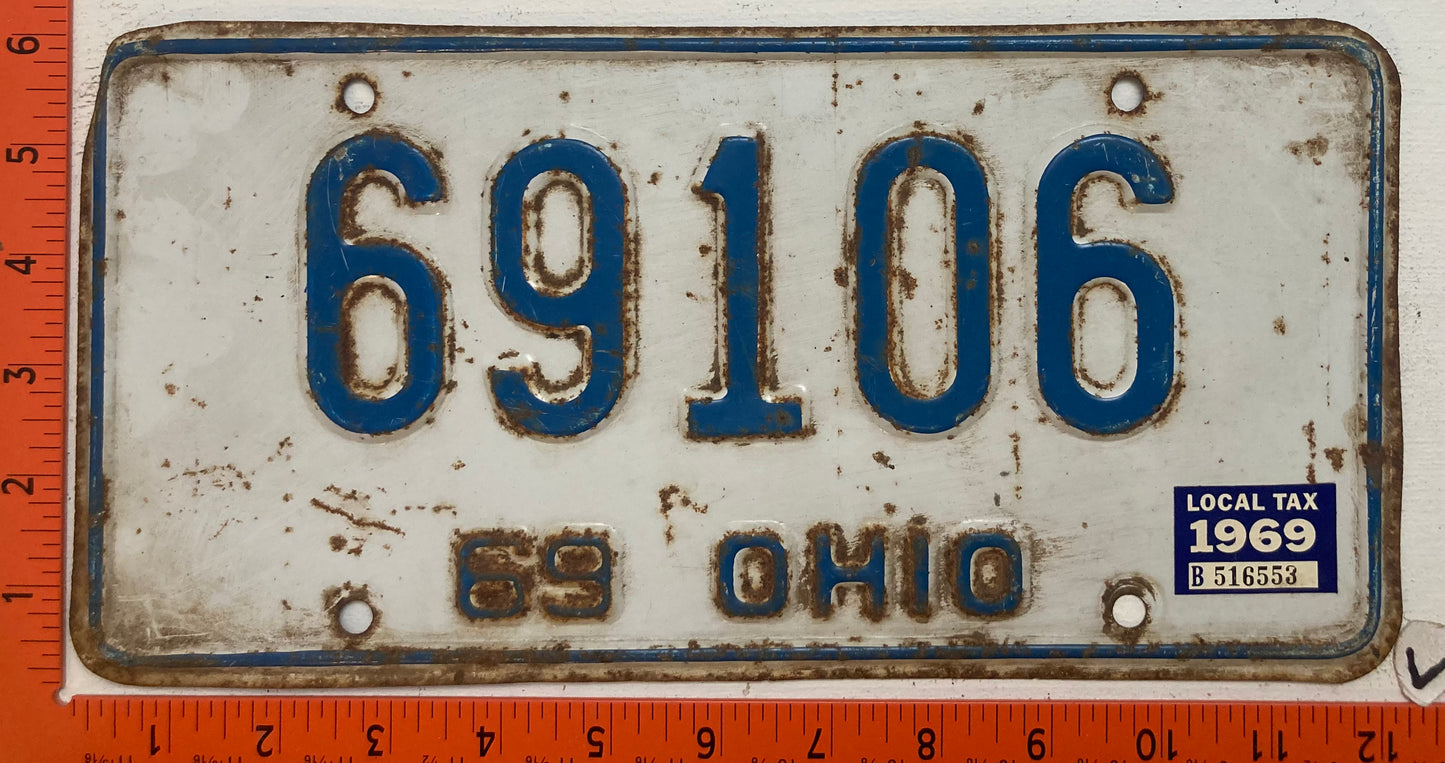 1969 Ohio #69106 Passenger License Plate
