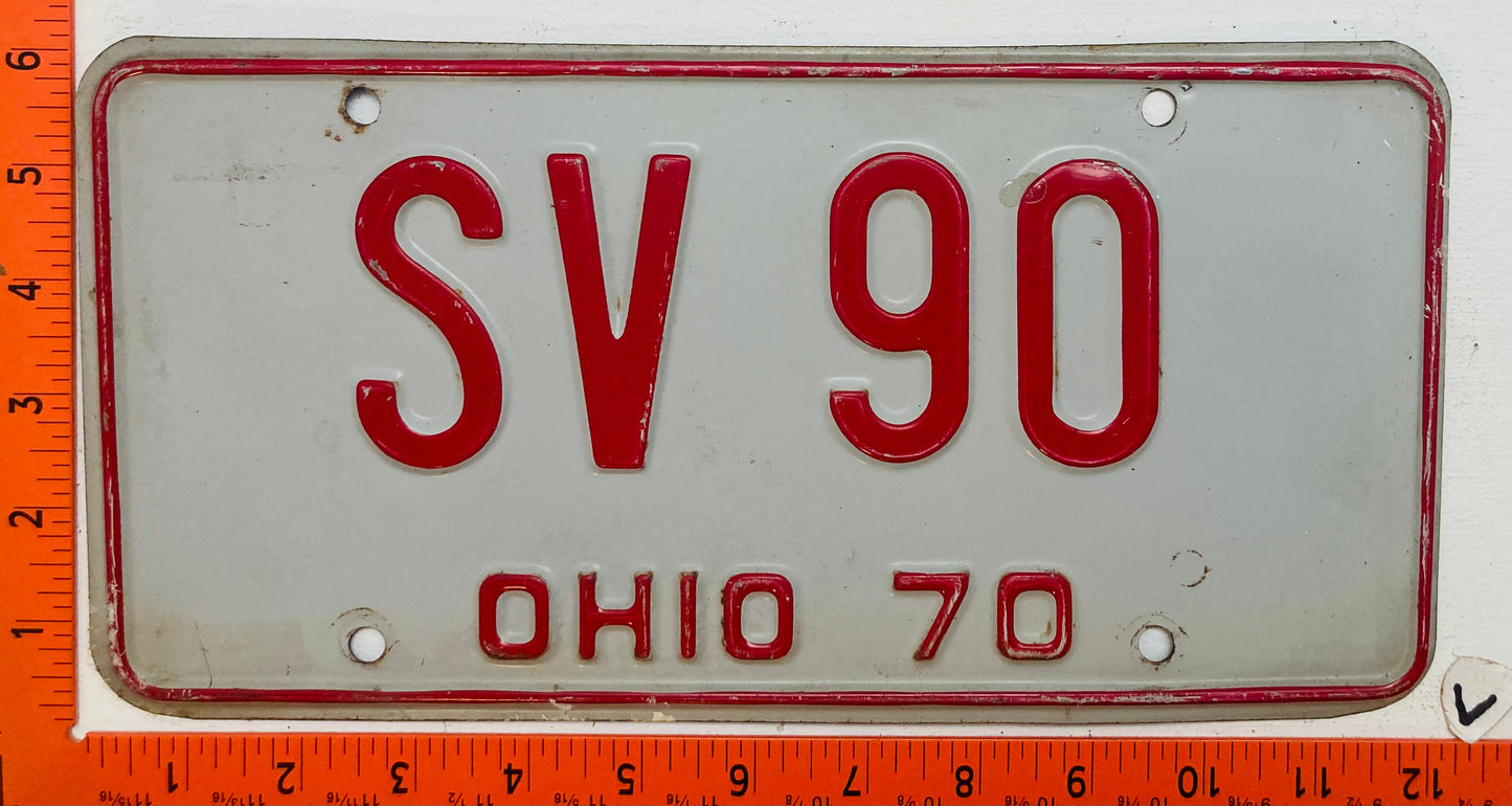 1970 Ohio #SV 90 Passenger License Plate