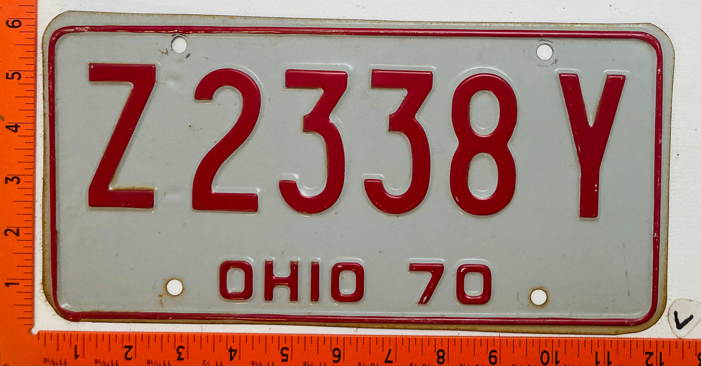 1970 Ohio #Z2338Y Passenger License Plate