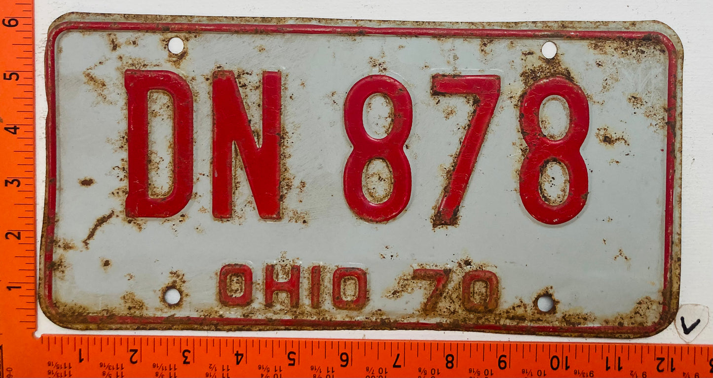 1970 Ohio #DN 878 Passenger License Plate
