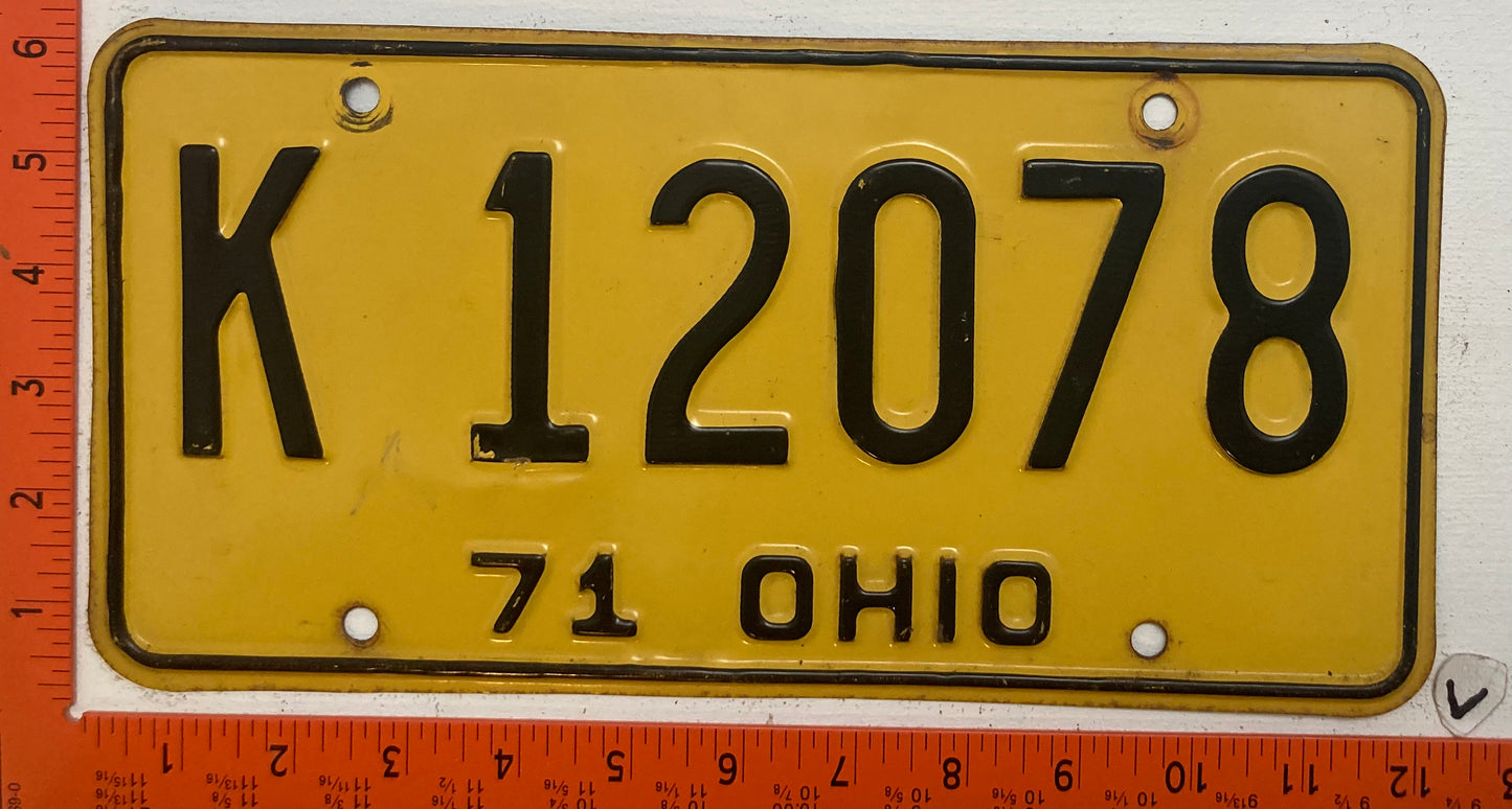 1971 Ohio #K 12078 Passenger License Plate