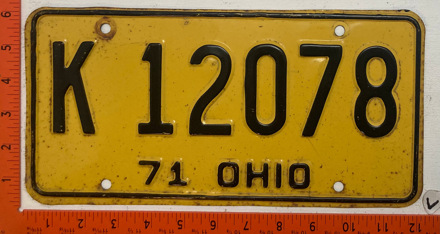 1971 Ohio #K 12078 Passenger License Plate