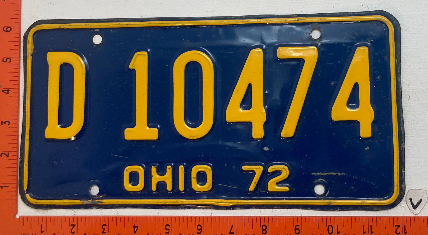 1972 Ohio #D 10474 Passenger License Plate