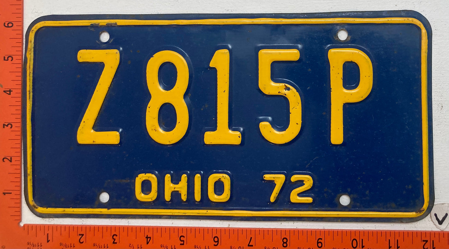 1972 Ohio #Z 815 P Passenger License Plate