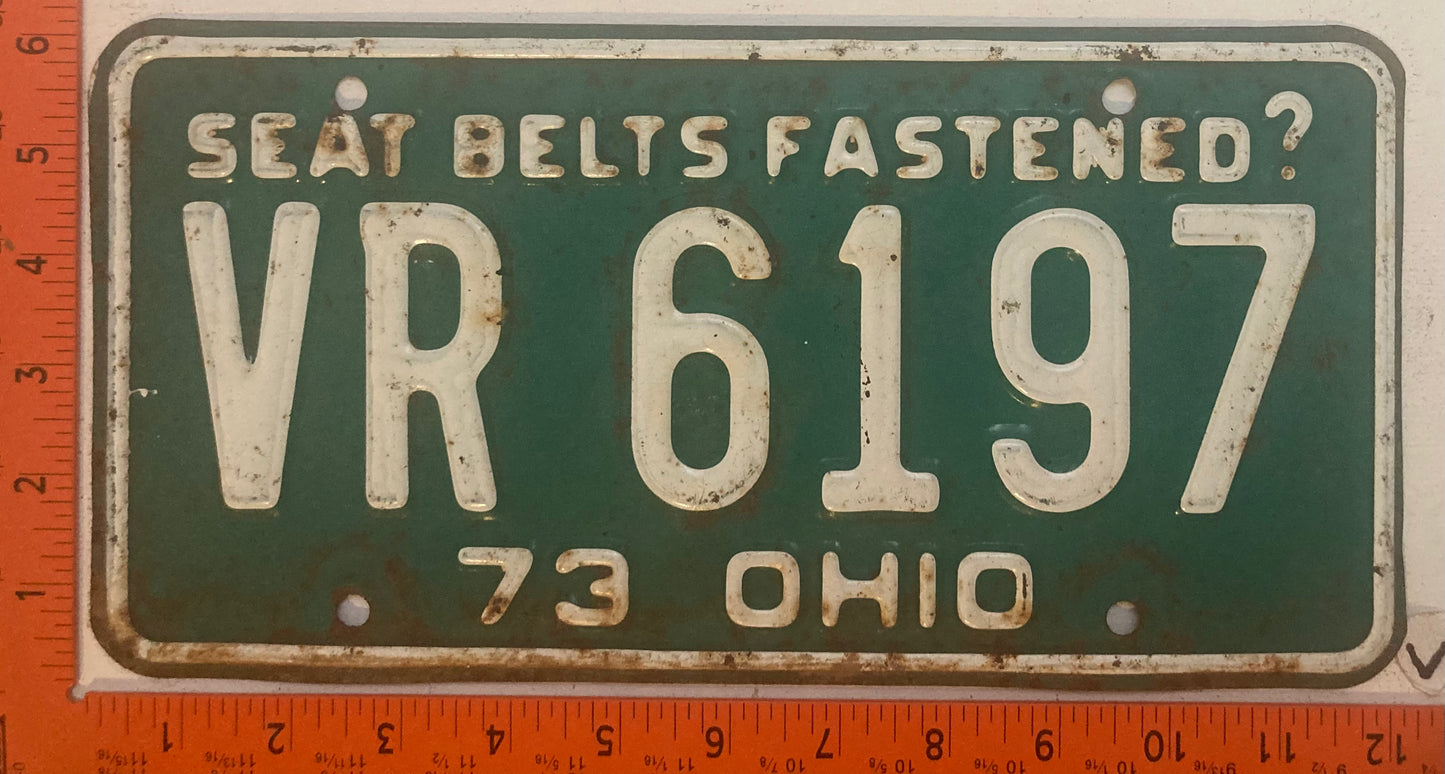 1973 Ohio #VR 6197 Passenger License Plate