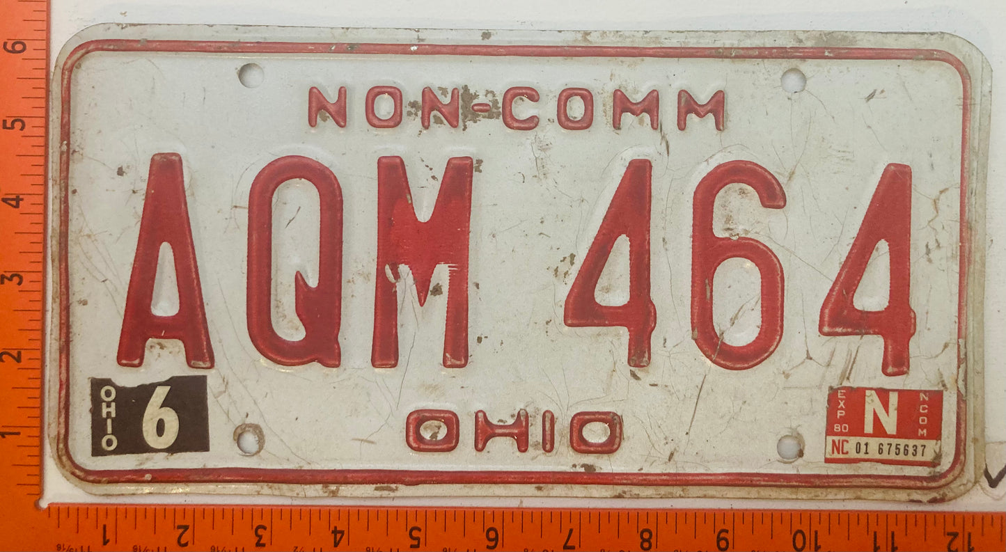 1980 Ohio #AQM 464 Non-Commercial License Plate