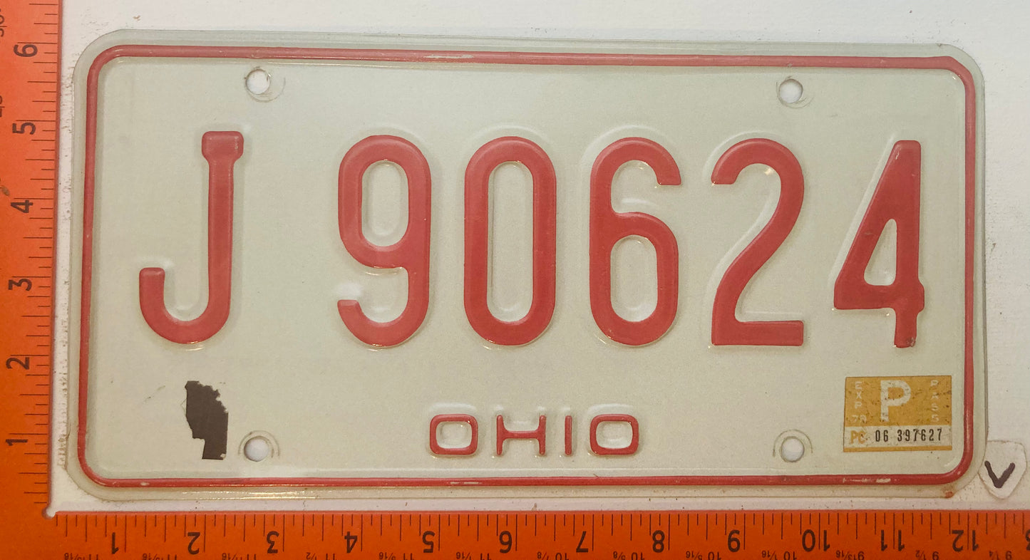 1979 Ohio #J 90624 Passenger License Plate