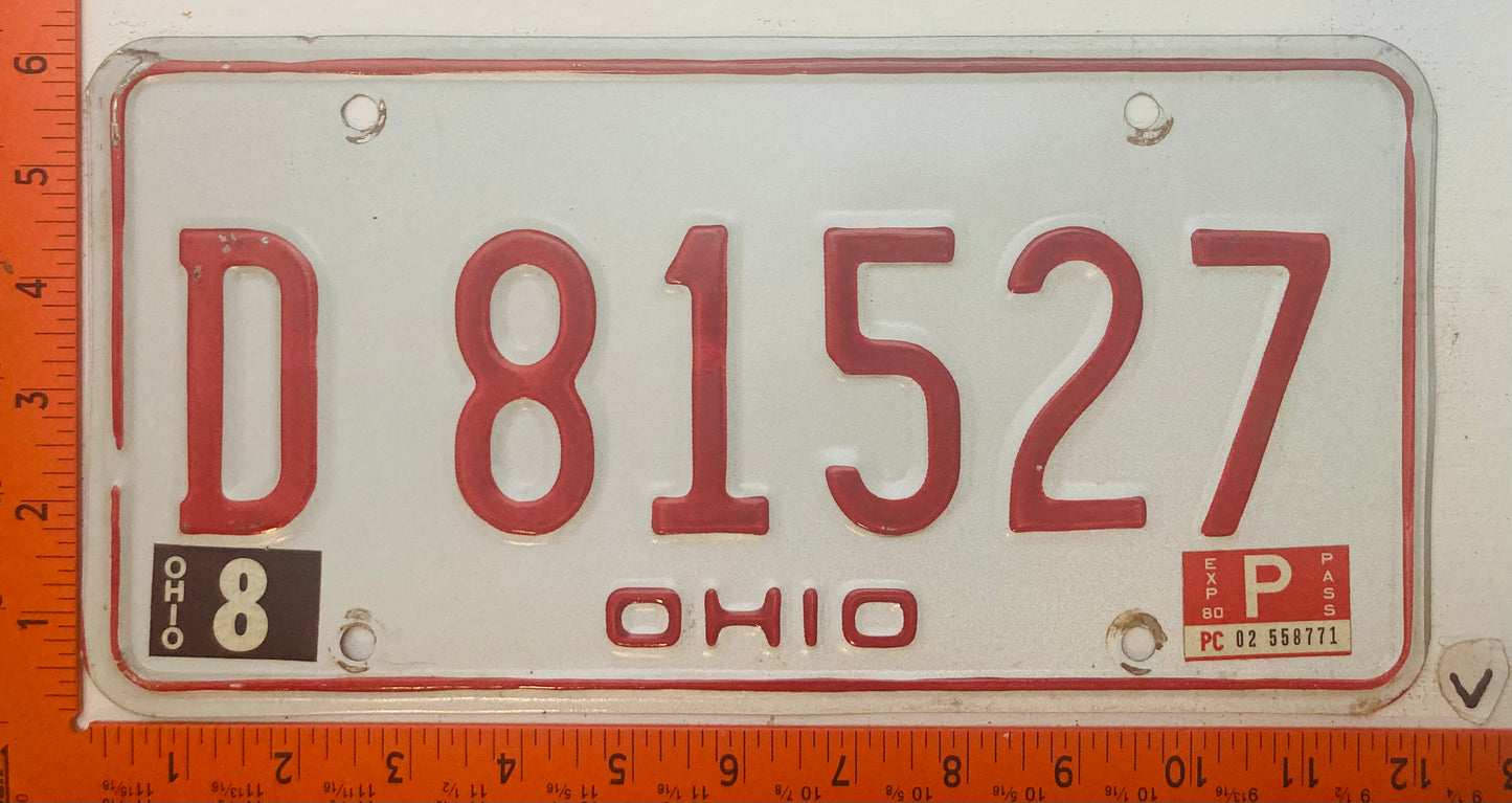1980 Ohio #D 81527 Passenger License Plate