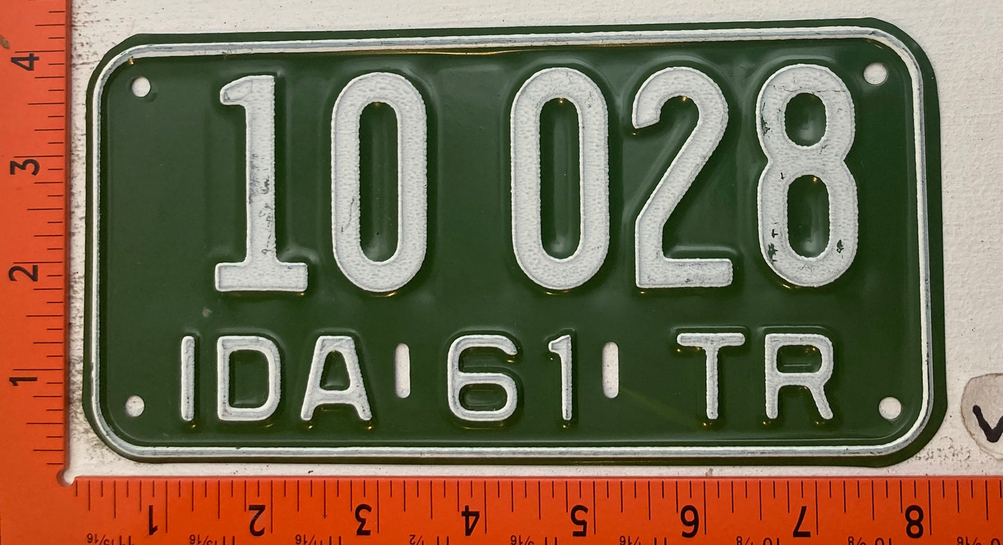 1961 Idaho #10 028 Trailer License Plate