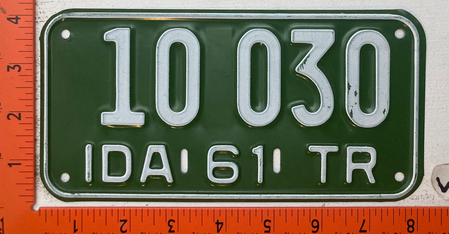 1961 Idaho #10 030 Trailer License Plate