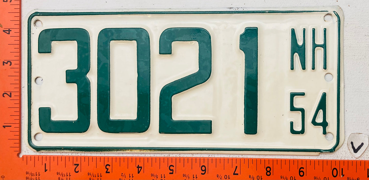 1954 New Hampshire #3021 Boat License Plate