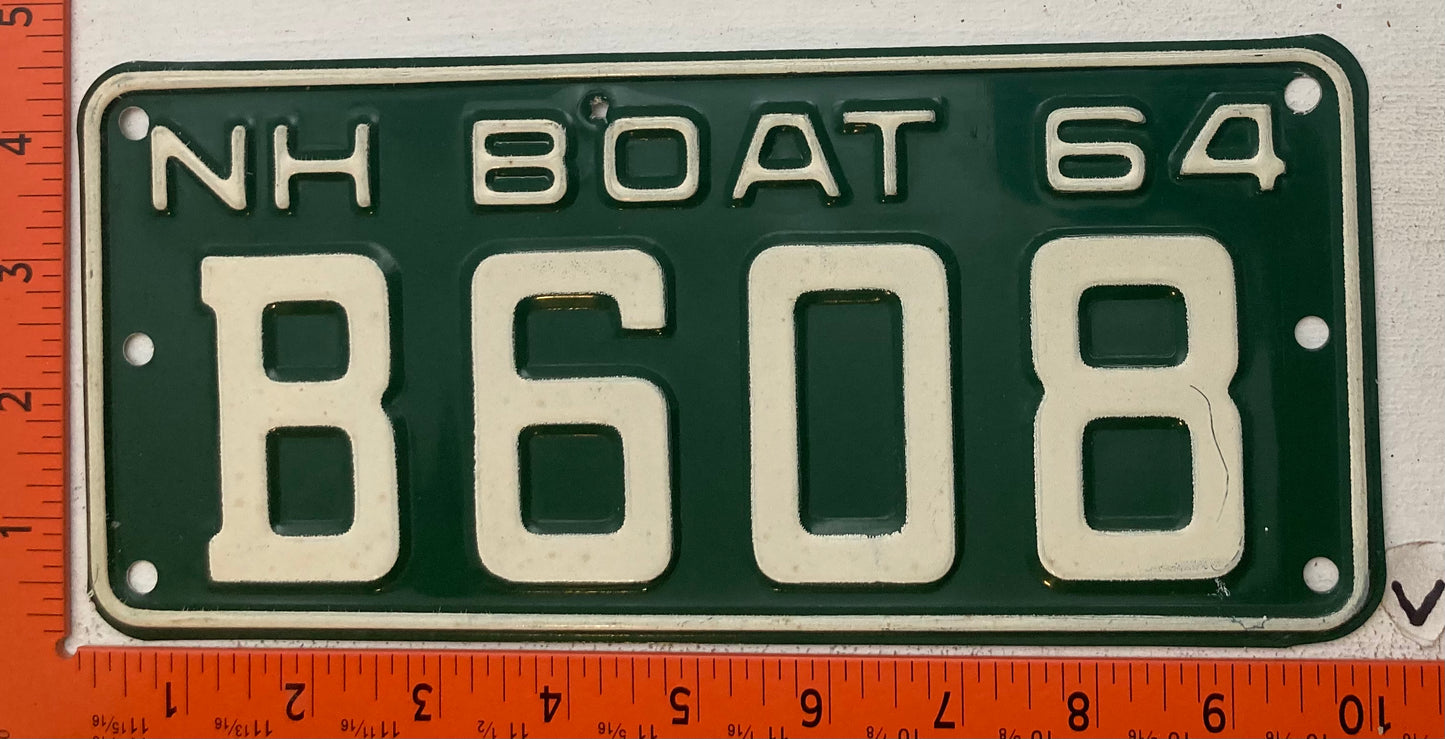 1964 New Hampshire #B608 Boat License Plate