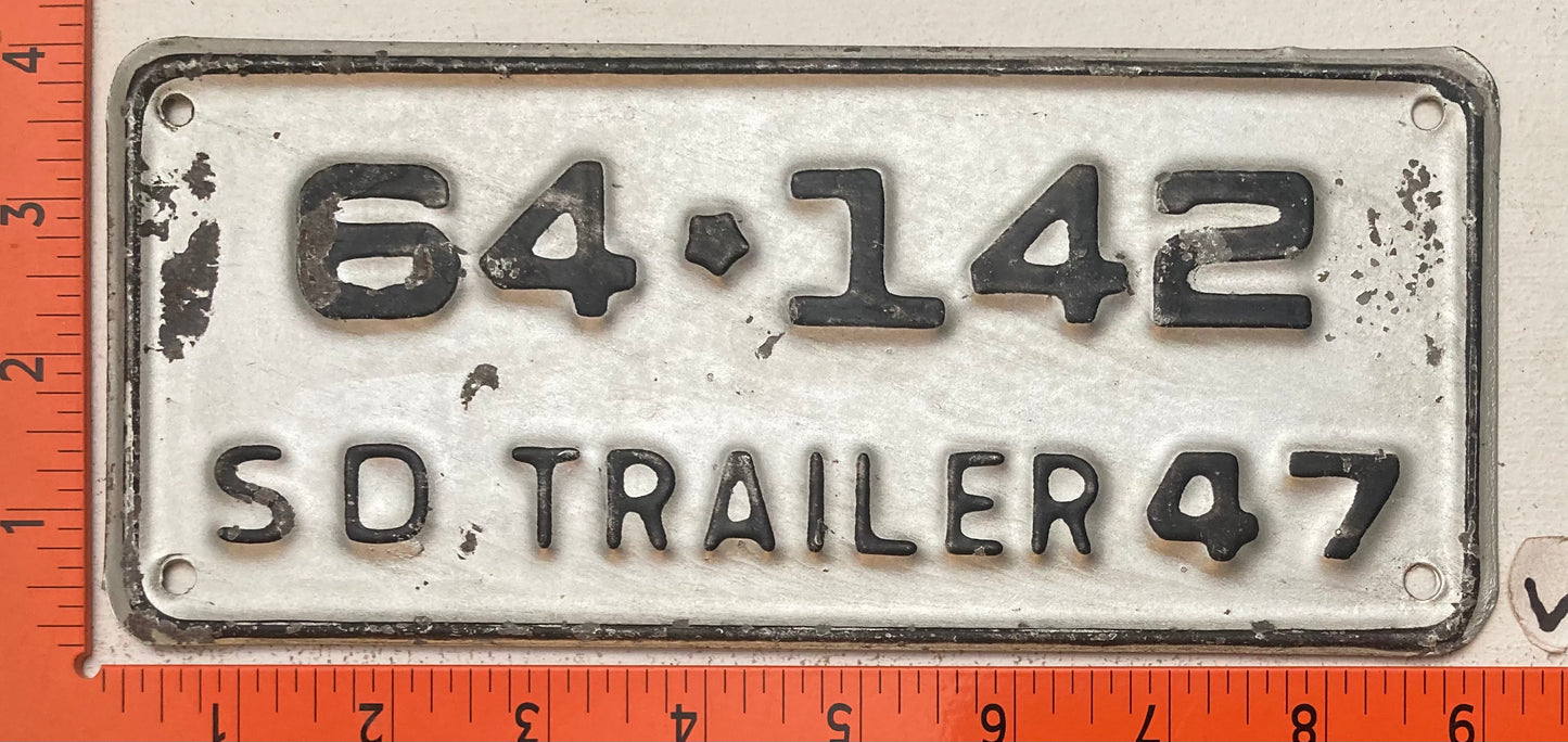 1947 South Dakota #64-142 Trailer License Plate