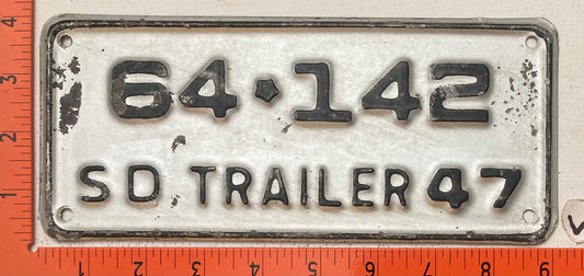 1947 South Dakota #64-142 Trailer License Plate