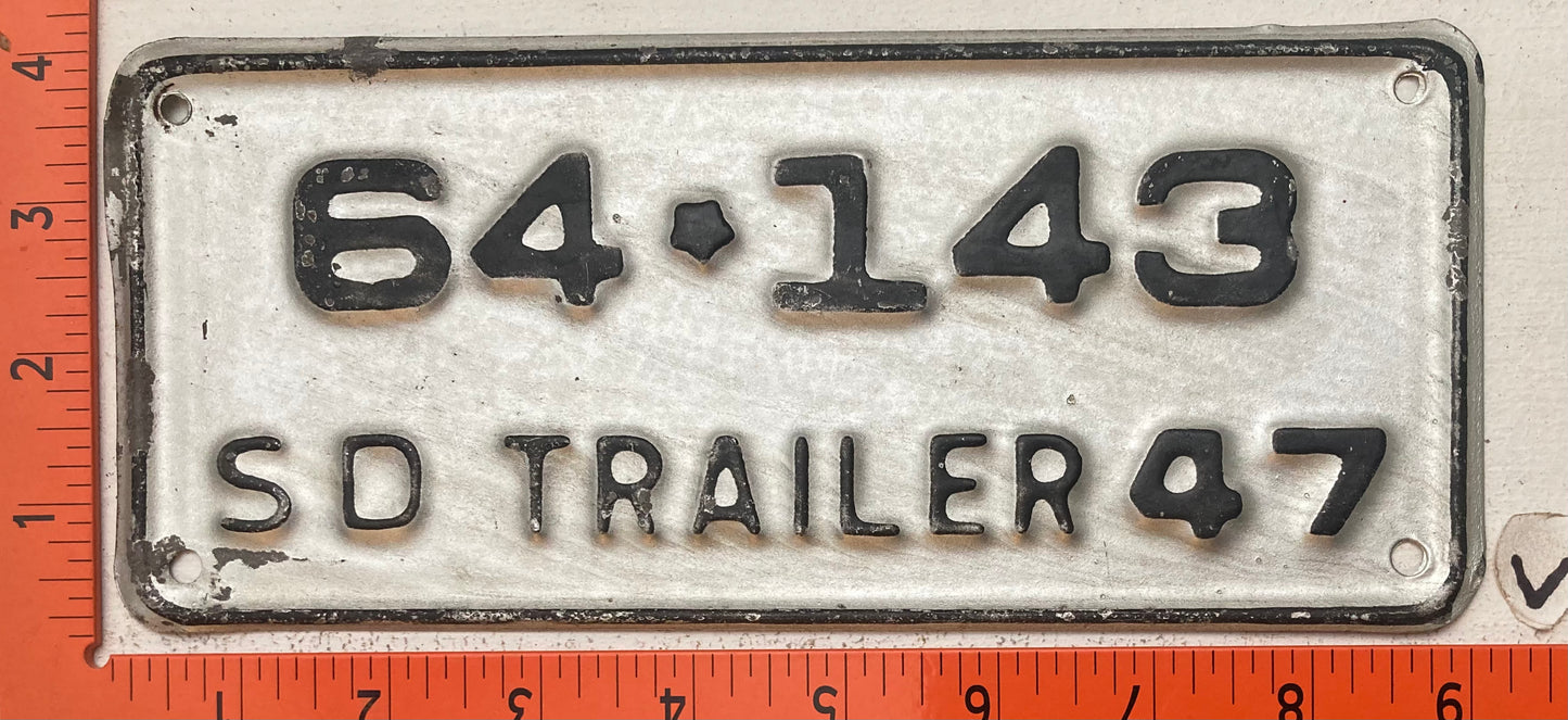 1947 South Dakota #64-143 Trailer License Plate