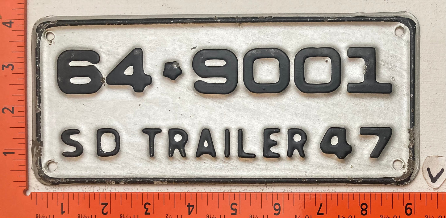1947 South Dakota #64-9001 Trailer License Plate