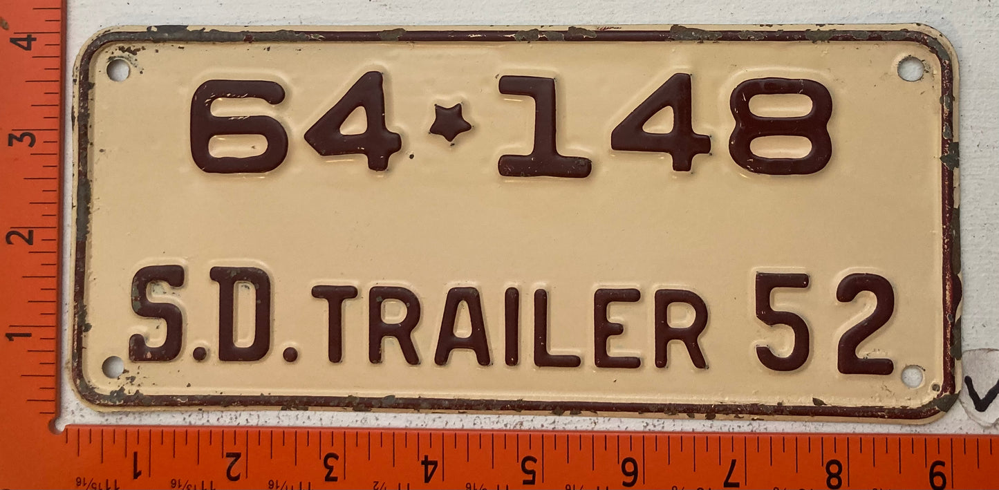 1952 South Dakota #64-148 Trailer License Plate