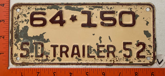 1952 South Dakota #64-150 Trailer License Plate