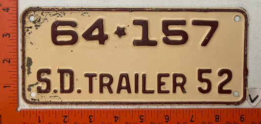 1952 South Dakota #64-157 Trailer License Plate